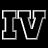 Pixelated white outline of the letters IV on a black background, with a 3D effect created by gray shading.