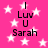 Pink background with white stars and repeated text "I Luv U Sarah" in black pixelated font across four identical sections.