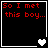 Four display red text 'So I met this boy...' on black backgrounds with white borders, each containing a different heart symbol animation