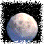 A spherical object with textured surface transitions through multiple phases against a black background, showing variations in brightness and visible surface details.