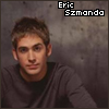 Pixelated portrait of a person with light brown hair wearing a dark gray long-sleeve shirt against a textured gray background with text reading Eric Szmanda in black and white pixelated font.