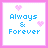 A contact sheet of 17 animated frames showing a pixel art buddy icon with blue text and pink hearts on white backgrounds, arranged in a 5x4 grid with one empty space.