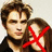 A four- shows a person with brown hair and dark clothing, partially obscured by red X marks in three ; the bottom-left displays 'BLAH' text