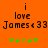 Pixelated orange background with black text reading "i love James<33" and green clover symbols below, showing animation changes in the middle clover's color.