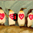 Animated sequence of penguin figures with heart symbols on their chests, transitioning from 'i love' text to 'club penguin' text.