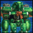 Pixelated green robot with orange chest strap and gray shoulder accents on blue background, displaying text variations.