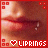 Pixelated close-up of lips with red border, heart symbol, and 'LIPRINGS' text on red banner.