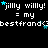 Pixelated text and star symbols on a black background with cyan accents, arranged in repeating horizontal lines.