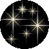 Three black circular icons with white and yellow starburst effects arranged in a triangular layout on a gray background.