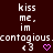 A dark red background displays repeated text and symbols with a pink heart and arrow changing between frames.