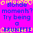 A static image with a bright pink background displays repeated text in blue and yellow, featuring 'Blonde moments? Try being a BRUNETTE' in a pixelated style.