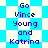 Pixelated text 'Go Vince Young and Katrina' appears on a blue and white checkered background with diamond-shaped patterns.