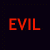 A 50x50 pixel animated buddy icon split into two frames showing the word "EVIL" in red and black text against contrasting backgrounds.