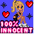 Pixel art of a blonde woman in black lingerie and checkered shoes standing on pink text against blue background with red hearts and black stars.