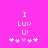 Pixelated pink background with white text "I Luv U!" and five heart symbols, where the third heart is lighter than the others.
