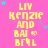 Yellow text on pink background with scattered blue and purple stars, repeating 'LIV KENZIE AND BAI' and 'BRYL' in pixelated font.