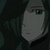 Pixelated grayscale image of a person with dark hair and green eyes, partially obscured by darkness on the left side.