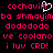 Pixelated text in bright pink on black background with a white heart symbol replacing the 'i' in 'cochavim' on the left side.