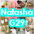 Pixelated image with cyan and pink text overlays on a blurred background of various small images.