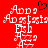 Red background with white pixelated text and a black heart symbol above the text.