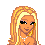 Pixel art contact sheet showing three animated frames of a character with blonde hair, white crop top, purple pants, and pink high heels alongside "I Love You!" text in glitchy style.