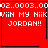 Red pixelated with four identical displaying white text 'VIIH MY NIKI JORDAN!!' and a black heart symbol in the top-right