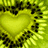 A pixelated heart surrounded by radiating lines on a green background with blue text reading "you got me slippin' tumblin' sinkin' fumblin' Clumsy cause I'm falling in love so in love with you <3".
