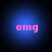 Four blue circular icons with pink text "omg" arranged in a , each icon showing slight variations in text and background gradient