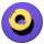 Animated sequence of a yellow ring transforming into a star shape against purple background with black shadow.