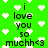 Green background with white pixelated hearts and black text reading "i love you so much<3" in a repeating pattern.