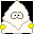 Pixelated diamond-shaped icon with black background, white central shape, gray border, and yellow accents; show facial expression change from eyes to mouth