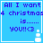 Blue background with purple text reading 'All I want 4 christmas is...... YOU!!<3' and a white snowman icon in the bottom-right corner.