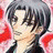 A 48x48 pixel animated buddy icon featuring a side-profile anime character with dark hair against red floral shapes on the left, and black background text "Anime IM" and signature on the right.