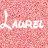 A static 48x48 pixel buddy icon with a pink and brown dithered background, featuring faint white text that appears to spell "Laurel" in the center.