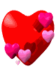Six red heart-shaped icons with pink and dark red heart accents arranged in two of three, each showing slight variations in heart positions and sizes