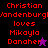 Pixelated text reads "Christian Jandenburg loves Mikayla Danaher" with a purple star and black silhouette icon on separate backgrounds.