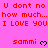 A static image with a bright pink background displays repeated red text and heart symbols in pixelated style.