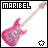 Pixelated pink electric guitar with 'MARIBEL' text above, two versions differ by bottom-right symbol.