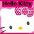 Hello Kitty icon with pink background and checkered bow, showing three distinct head positions across frames.