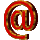 @ symbols in red and brown tones with varying 3D depth and perspective