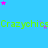 Animated blue background with repeating green text and scattered pink/purple stars, gray rectangle in bottom-right corner.