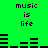Green background with black pixelated text and audio equalizer bars repeating in a pattern