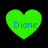 Four green heart-shaped icons with blue text "Diane" on a black background, arranged in a