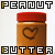 Animated sequence of peanut butter jars with heart symbols, alternating between 'PEANUT' and 'BUTTER' text above