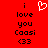 Red background with black text reading 'i love you Coasi <33' and a white pixelated heart symbol above the text.