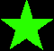Two pixelated stars, one green and one blue, positioned side-by-side on a black background.