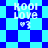 Blue and cyan pixelated checkered background with repeated 'Kool Love' text and heart symbols in white.