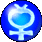 Six blue circular icons with white female gender symbols in various orientations on a gray background.
