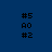 #5 AO #2 text on blue background with light gradient effects; four views show varying circular glow intensities around the text.