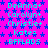 A static image with a bright pink background covered in small blue stars, displaying repeated text strings in cyan and light green.
